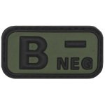 Nášivka krevní skupina B NEG 3D velcro oliv